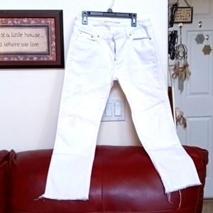 Michael Kors White Distressed Hem & Back Pocket Jeans Size 2